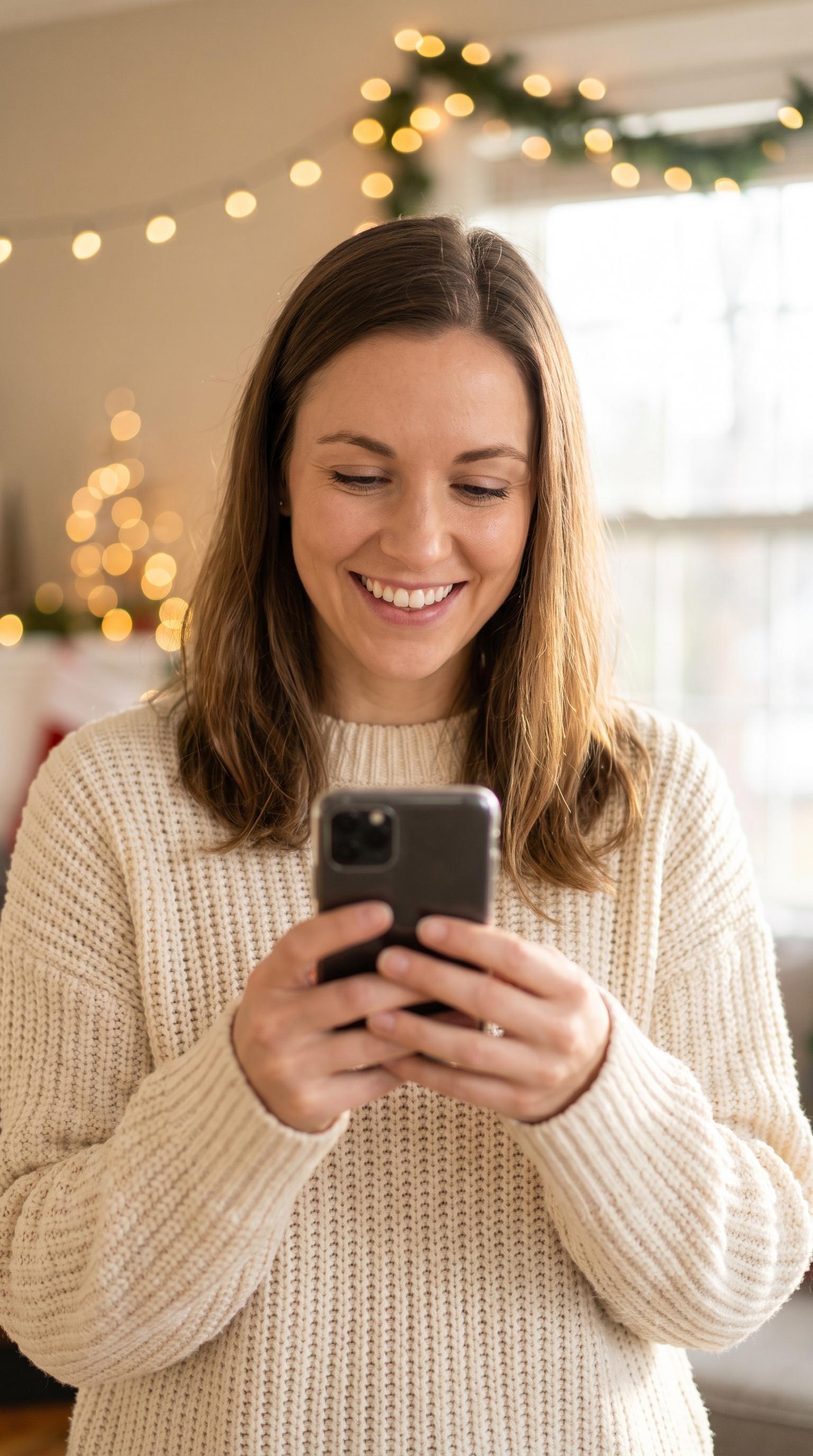 The gift shopper browsing for holiday gifts on her phone