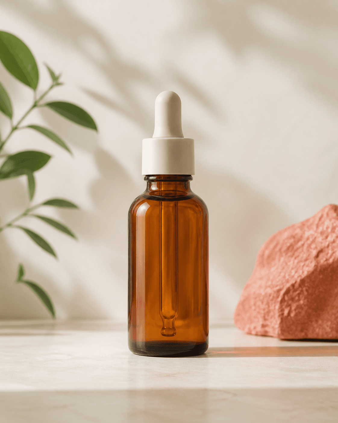 An unbranded amber serum bottle used as the starting point