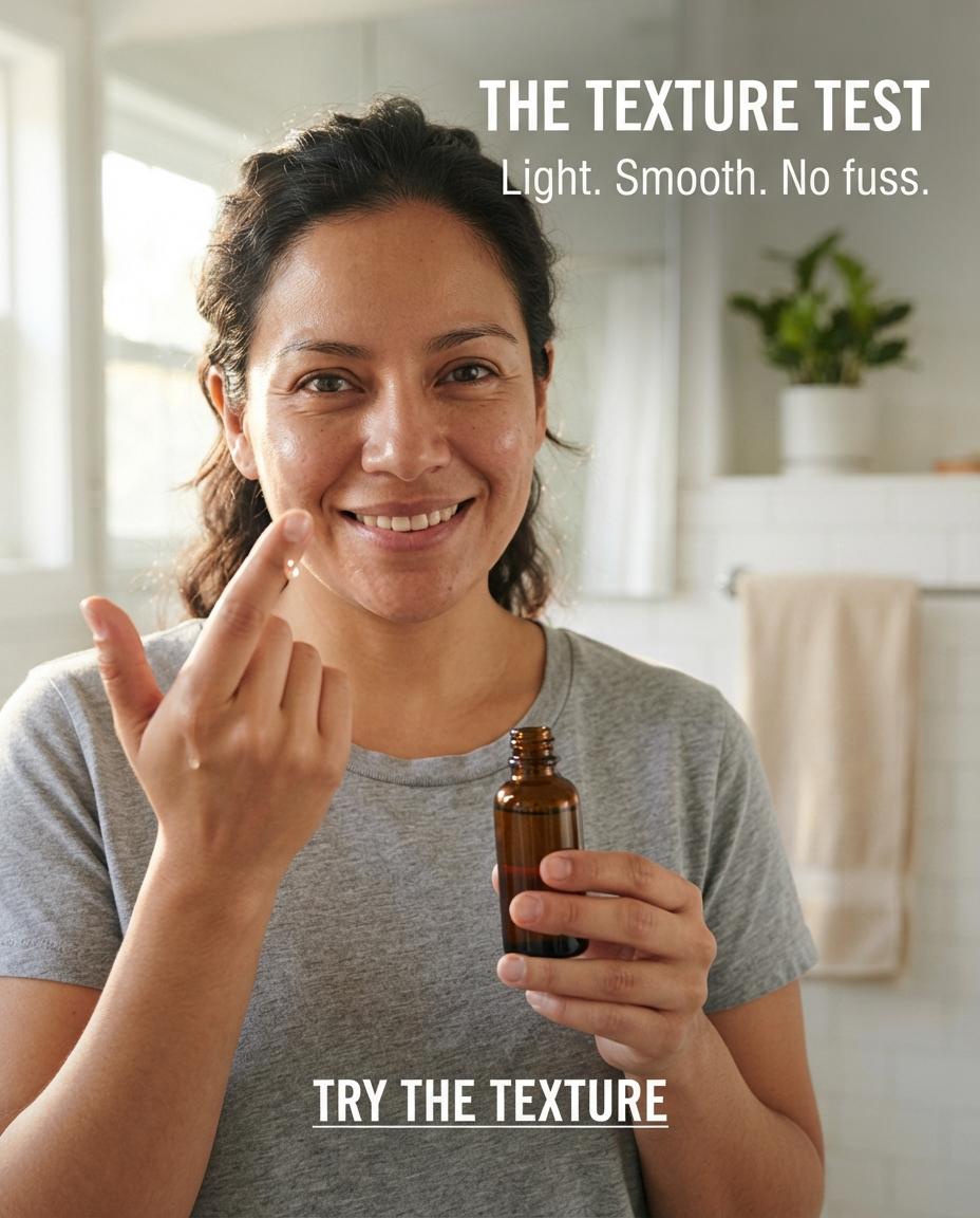Person applying skincare product in a home setting